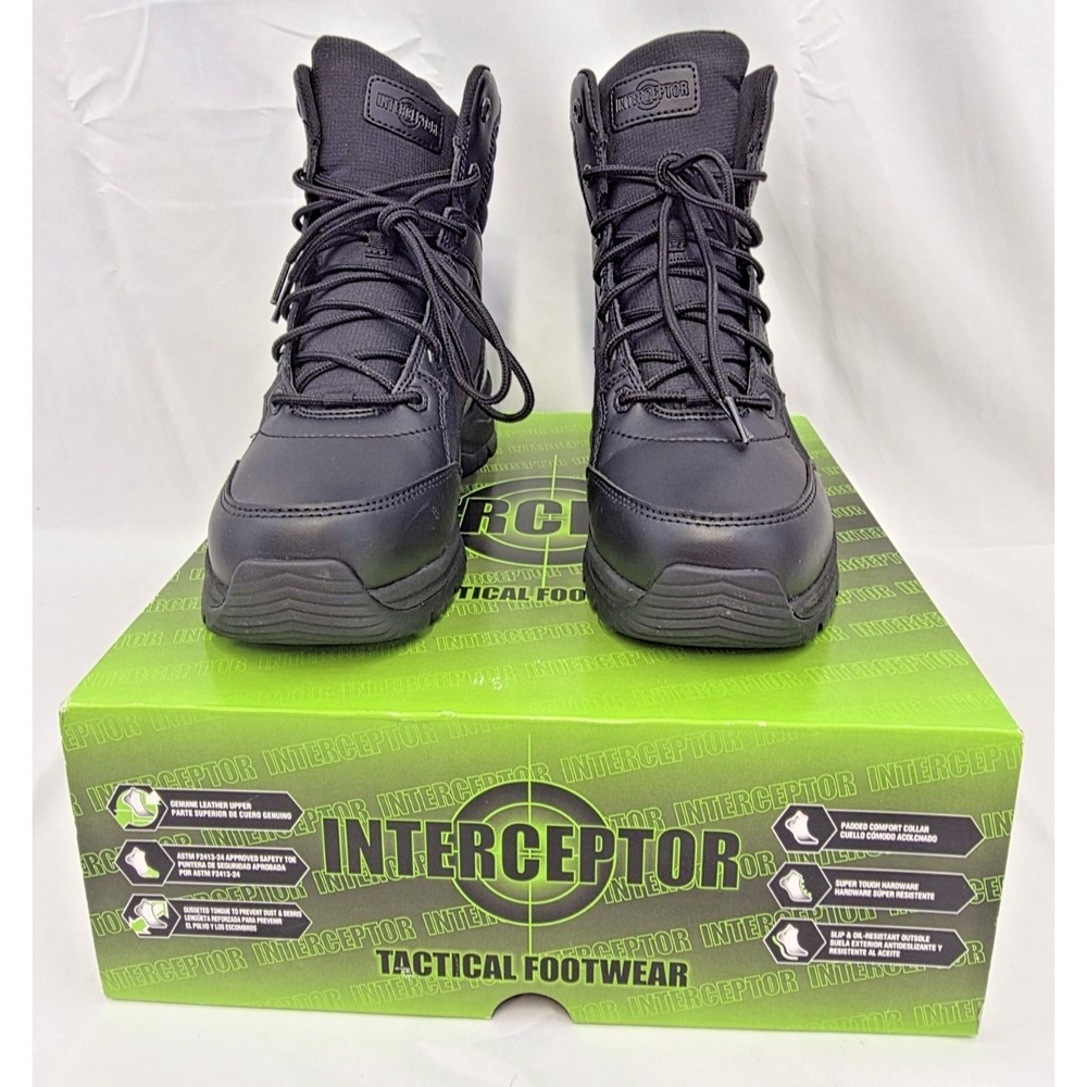 Interceptor Force 2.0 Tactical Boots Black ASTM F2413-24 Safety Toe Mens 7.5